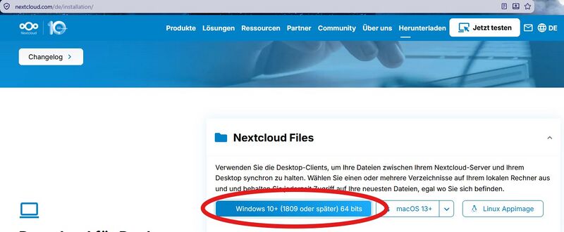Datei:Nextcloud Downloadseite.jpg